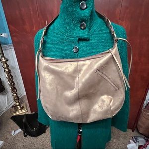 HOBO Brand Brushed Gold Leather Hobo Bag